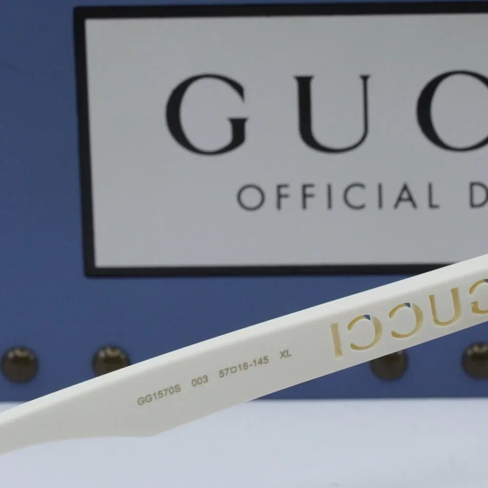 Gucci GG1570S 003 Matte White/Brown Sunglasses